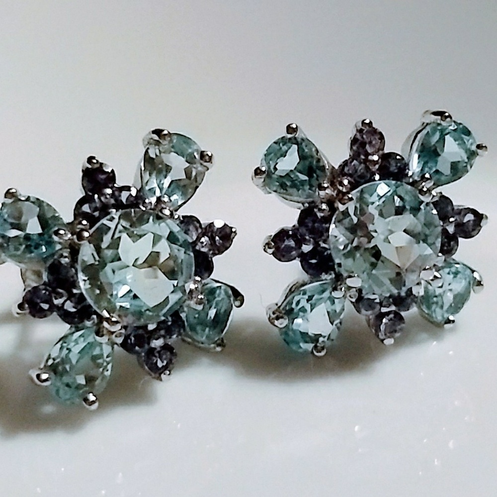 BLUE TOPAZ TANZANITE 14K W GOLD STERLING SILVER